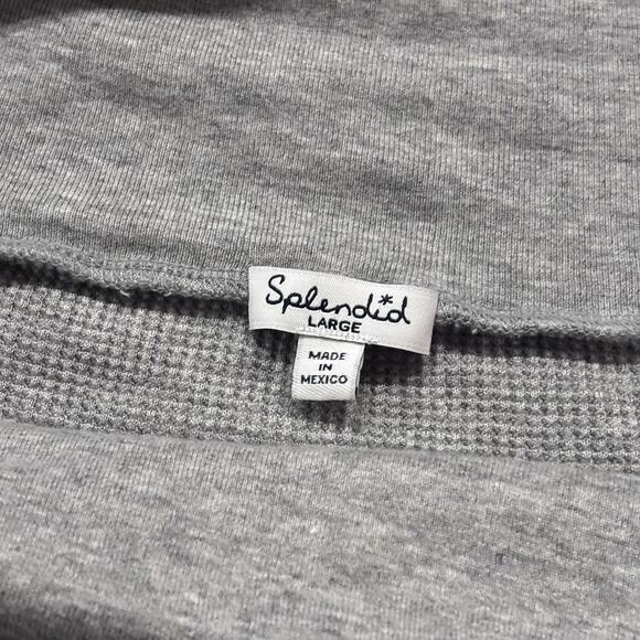 NWT SPLENDID Long Sleeve Cowl Neck Thermal Top Shirt Light Gray Large** - Picture 5 of 7